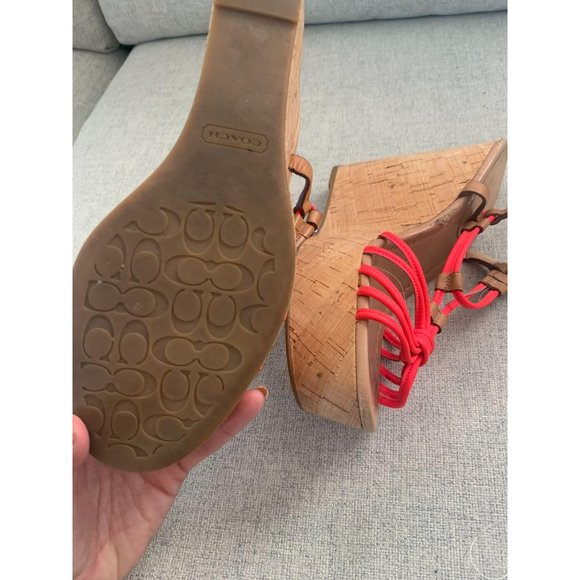 COACH Georgian Neon Cork Wedges Sz 9 - Picture 9 of 10